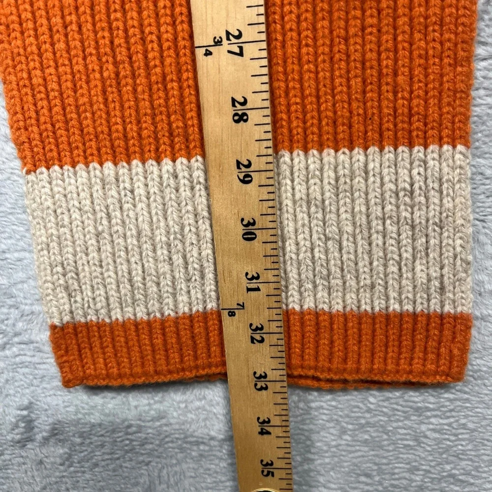 Vintage Y2K Gap Scarf Orange Oatmeal Striped 100% Lambswool Ribbed Knit Winter